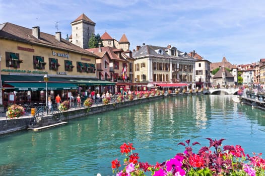 Annecy in Alps, Old city canal view, France