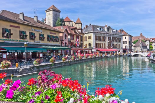 Annecy in Alps, Old city canal view, France