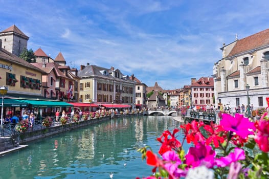 Annecy in Alps, Old city canal view, France