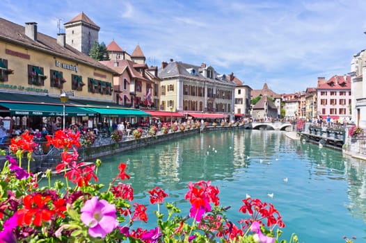 Annecy in Alps, Old city canal view, France