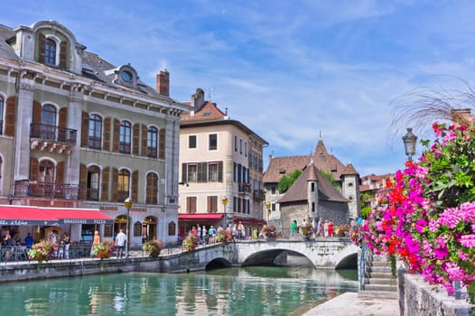 Annecy in Alps, Old city canal view, France