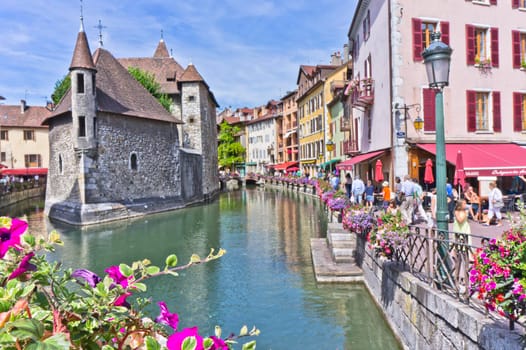 Annecy in Alps, Old city canal view, France