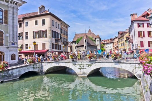 Annecy in Alps, Old city canal view, France