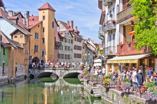 Annecy in Alps, Old city canal view, France