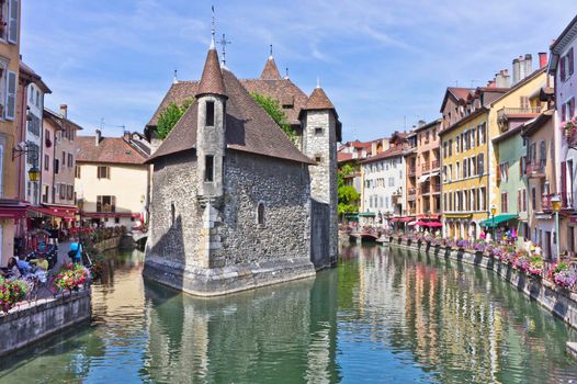 Annecy in Alps, Old city canal view, France