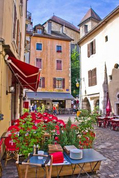 Annecy in Alps, Old city street view, France