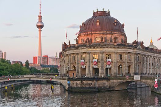 Berlin, Old city sunset view by the river Spree,  Germany, Europe