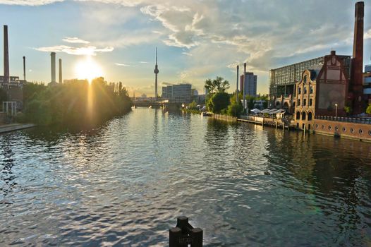 Berlin, Old city sunset view by the river Spree,  Germany, Europe