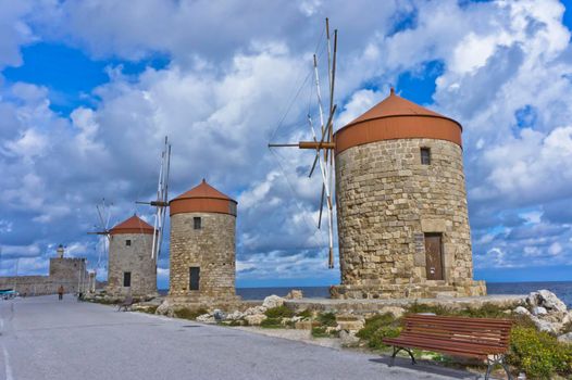 Rhodes Island, Windmills at the old port, Greece, Europe