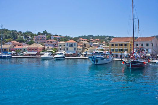 Paxos Island, Old city view from a tourist boat, Greece, Europe