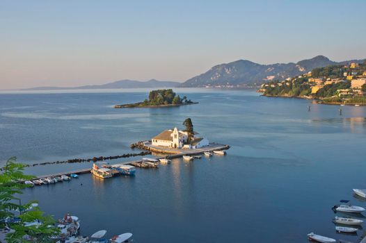 Vlacherna Monastery view, Corfu Island, Greece, Europe