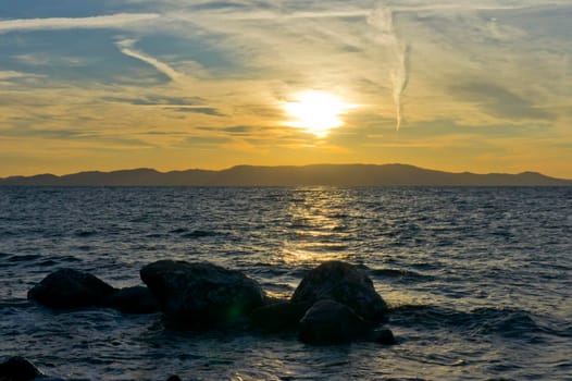 Mount Athos, Sunset at the sea, Greece, Europe