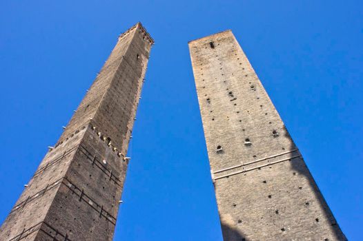 The Towers of Bologna, Old city street view, Italy, Europe