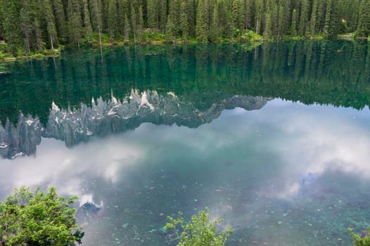 Lake Carezza, Natural landscape in Dolomites Alps, Italy, Europe