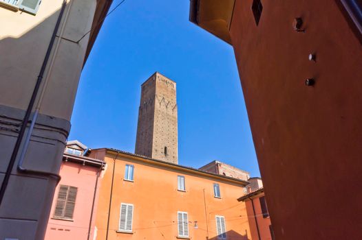 The Towers of Bologna, Old city street view, Italy, Europe