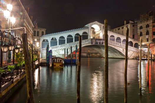 Venice, Old city Grand Canal view by night, Italy, Europe