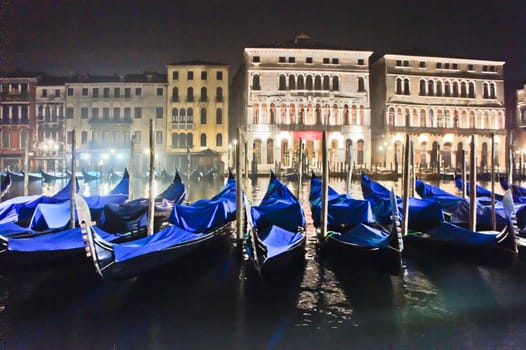 Venice, Old city Grand Canal view by night, Italy, Europe