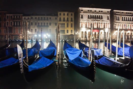 Venice, Old city Grand Canal view by night, Italy, Europe