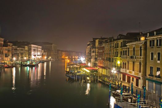 Venice, Old city Grand Canal view by night, Italy, Europe