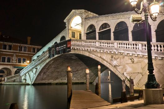 Venice, Old city Grand Canal view by night, Italy, Europe