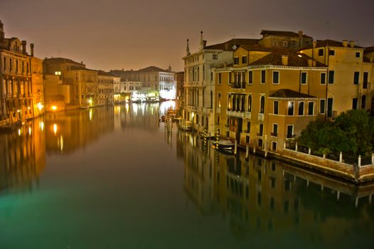 Venice, Old city Grand Canal view by night, Italy, Europe