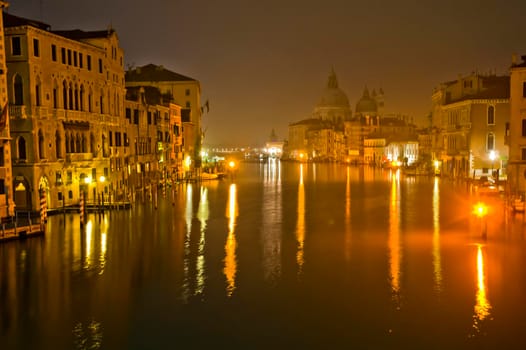 Venice, Old city Grand Canal view by night, Italy, Europe