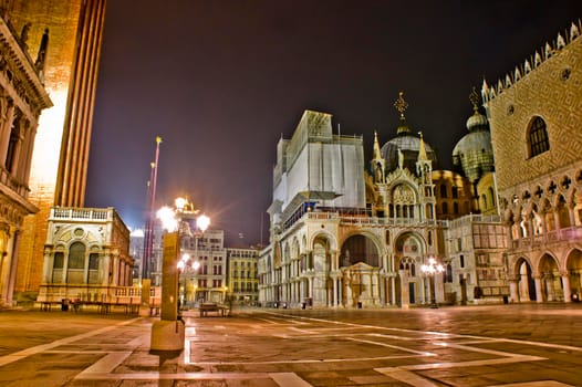 Venice, San Marco Square, Old city view by night, Italy, Europe
