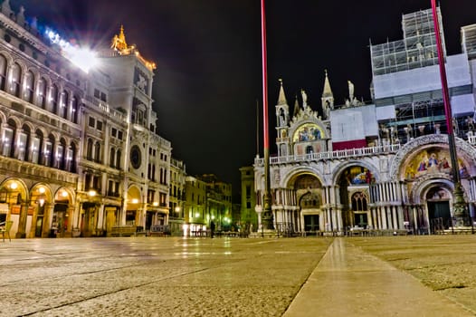 Venice, San Marco Square, Old city view by night, Italy, Europe