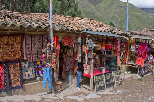 Sacred Valley, Ollantaytambo  traditional clothes shop, Peru, South America