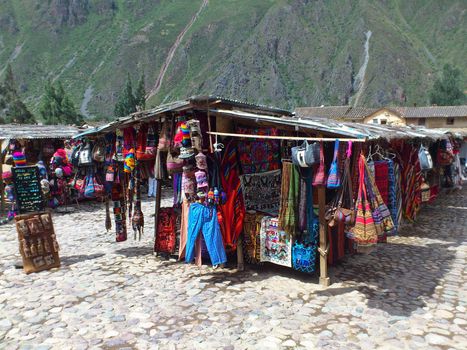 Sacred Valley, Ollantaytambo  traditional clothes shop, Peru, South America