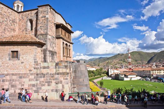 Cuzco, Qorikancha, Old city street view, Peru, South America