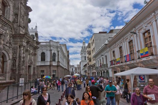 Quito, Old city street view, Ecuador, South America