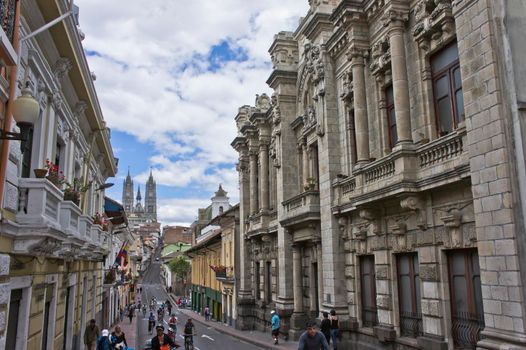 Quito, Old city street view, Ecuador, South America