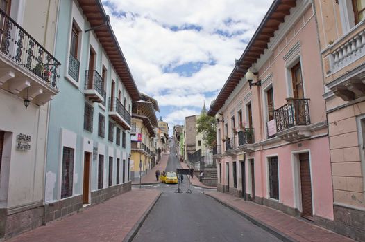 Quito, Old city street view, Ecuador, South America