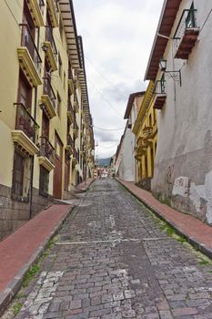 Quito, Old city street view, Ecuador, South America