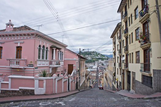Quito, Old city street view, Ecuador, South America