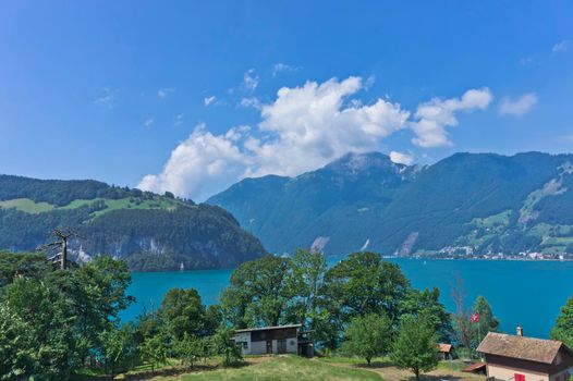 Lucerne lake, Natural landscape in Alps, Switzerland, Europe