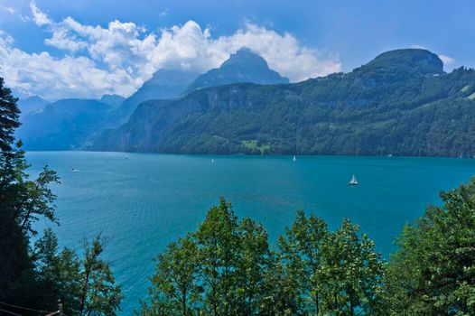 Lucerne lake, Natural landscape in Alps, Switzerland, Europe