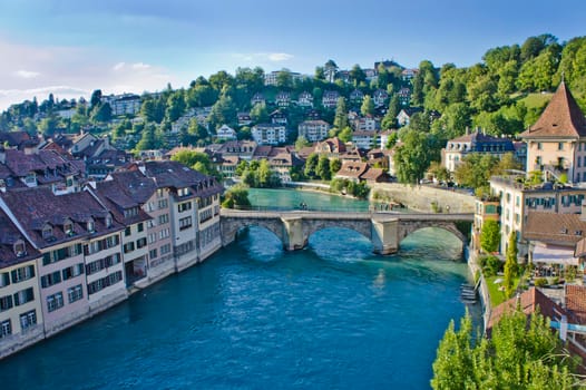 Bern, Old city view by the river, Switzerland, Europe