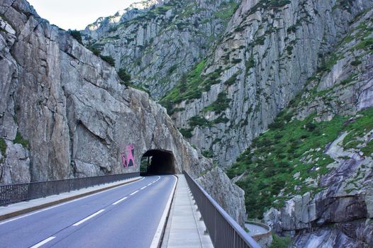 Andermatt in Alps, Teufelsbrücke bridge, Switzerland, Europe