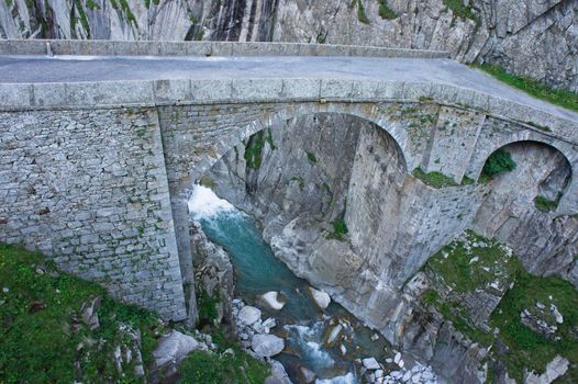 Andermatt in Alps, Teufelsbrücke bridge, Switzerland, Europe