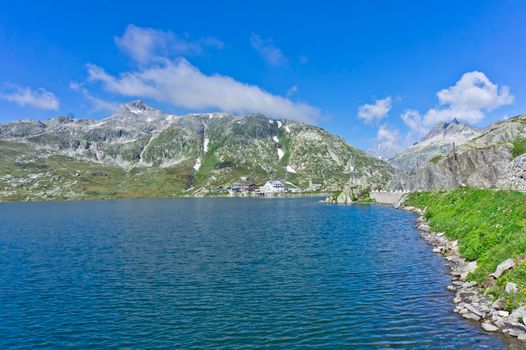 Grimselpass Wasserscheide, Road Through Alps, Switzerland, Europe