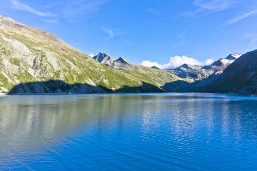 Mattmark lake in Alps, Switzerland, Europe