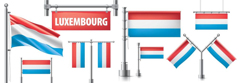 Vector set of the national flag of Luxembourg in various creative designs.