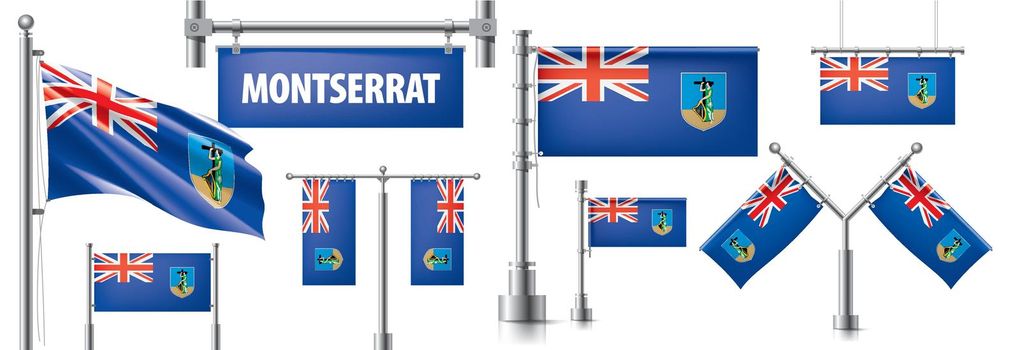 Vector set of the national flag of Montserrat in various creative designs.