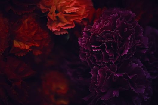 Dark red flowers as floral decoration for wedding and flower shop decor concept