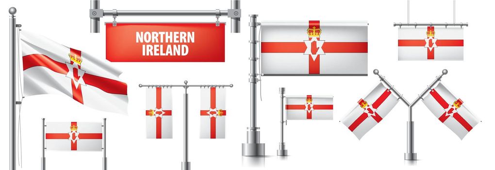 Vector set of the national flag of Northern Ireland in various creative designs.