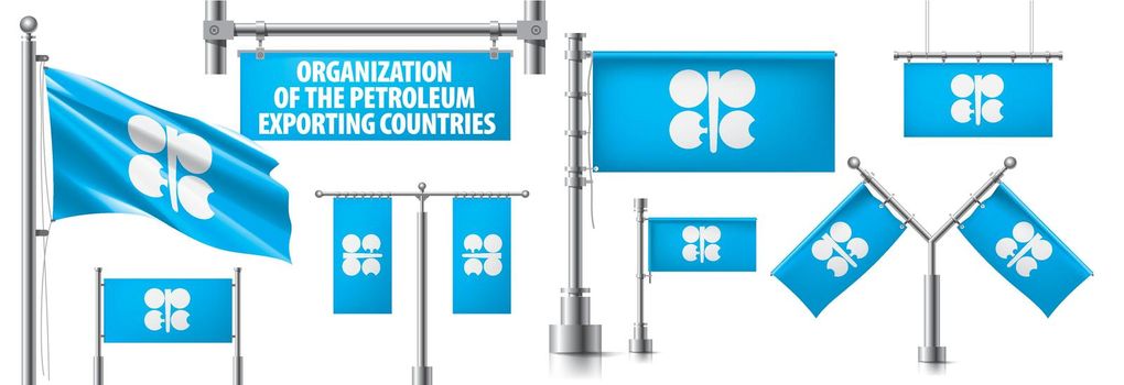 Vector set of the national flag of Organization of the Petroleum Exporting Countries in various creative designs.