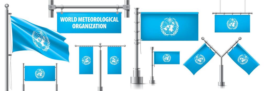 Vector set of the national flag of International Intellectual Property Organization in various creative designs.