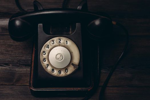 black retro telephone technology communication classic style. High quality photo
